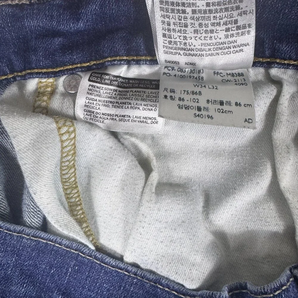Levi's Men's‎ Straight Jeans Blue Denim Zip Fly Mid Rise 5-Pocket Design W34 L32